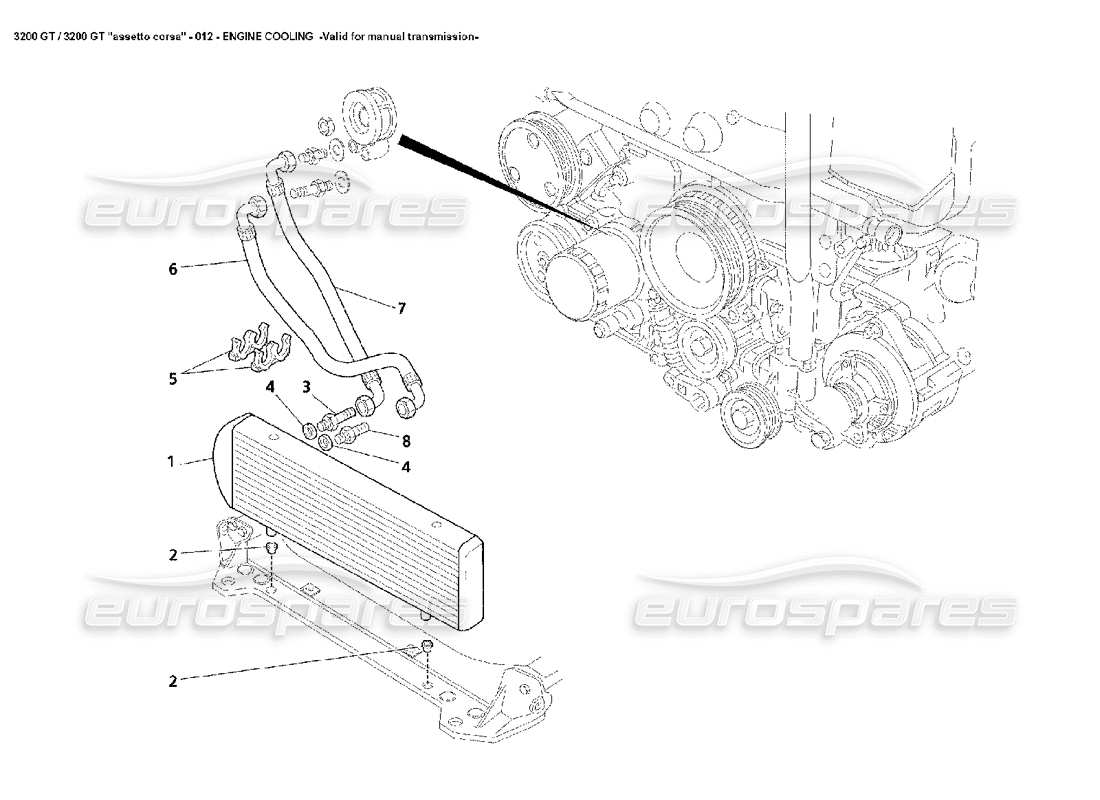 maserati 3200 gt/gta/assetto corsa enfriamiento del motor - diagrama de piezas del manual