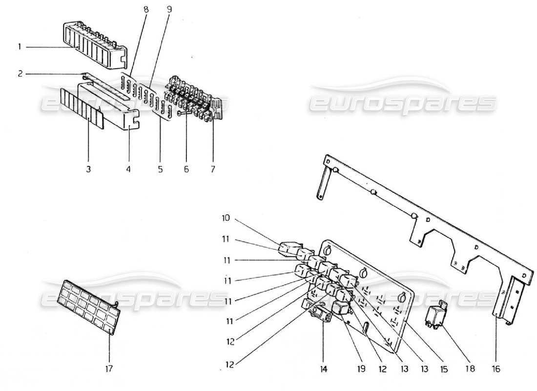 ferrari 308 gtb (1976) fusibles y relés diagrama de piezas