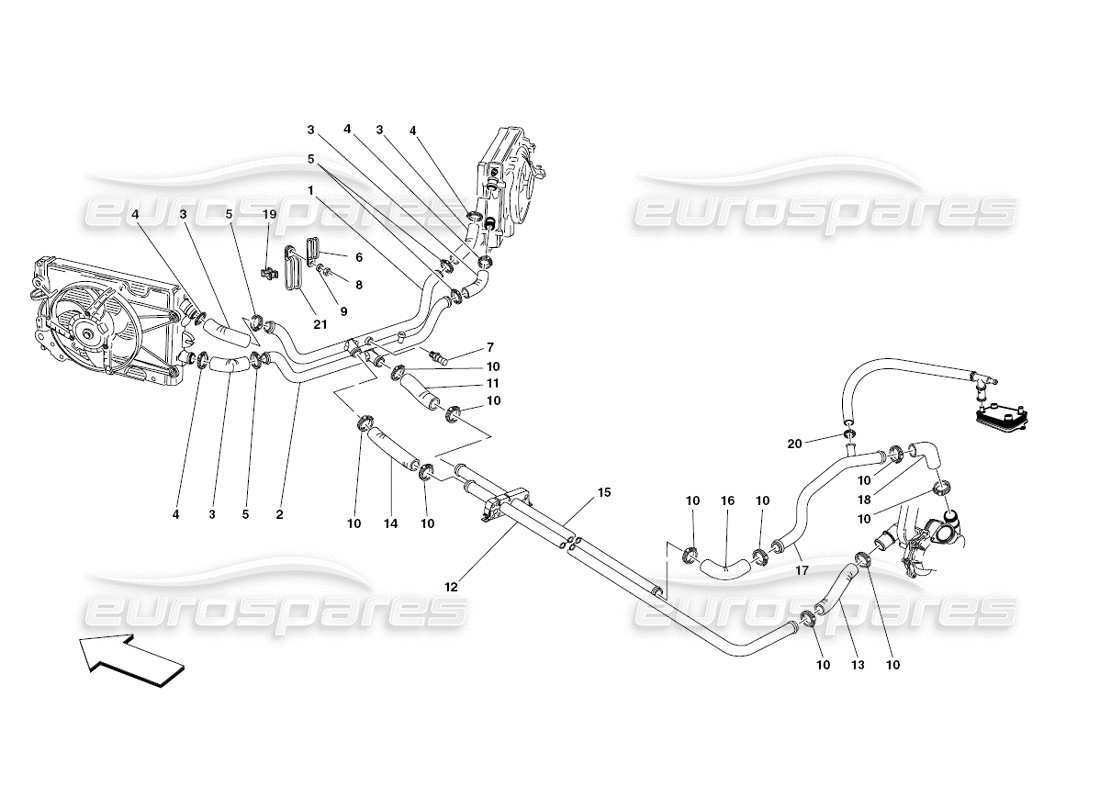 ferrari 430 challenge (2006) sistema de refrigeración diagrama de piezas