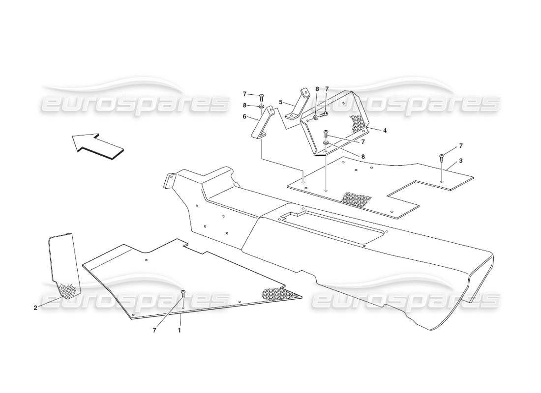 ferrari 430 challenge (2006) diagrama de piezas del estribo del compartimento de pasajeros