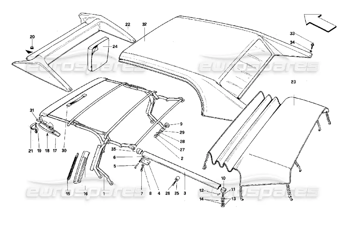 ferrari mondial 3.4 t coupe/cabrio top - cabriolé diagrama de piezas