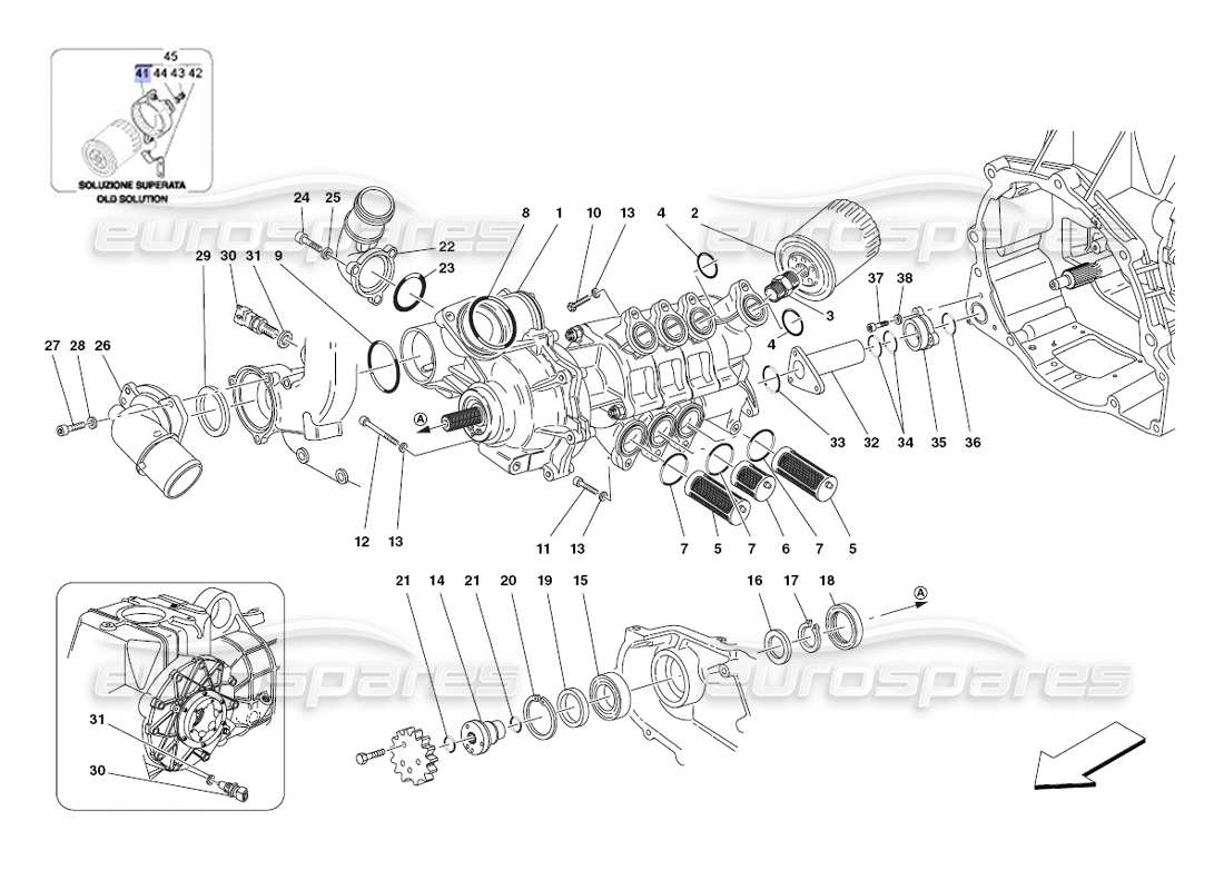 ferrari 430 challenge (2006) diagrama de piezas de la bomba de agua-aceite