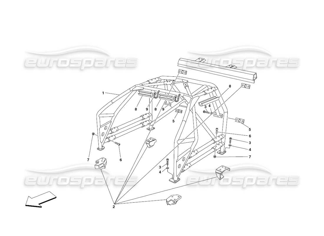 ferrari 430 challenge (2006) diagrama de piezas de la barra antivuelco