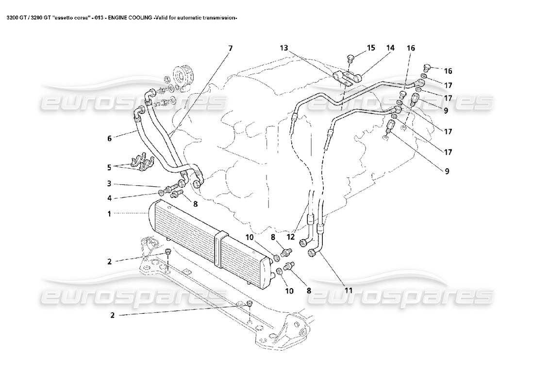 maserati 3200 gt/gta/assetto corsa enfriamiento del motor - diagrama de piezas de automóvil