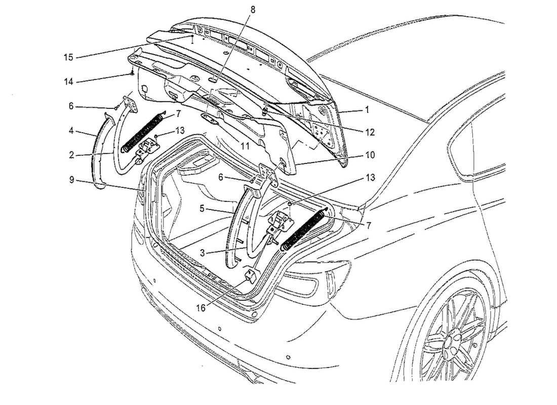 maserati qtp. v8 3.8 530bhp 2014 diagrama de piezas de la tapa trasera