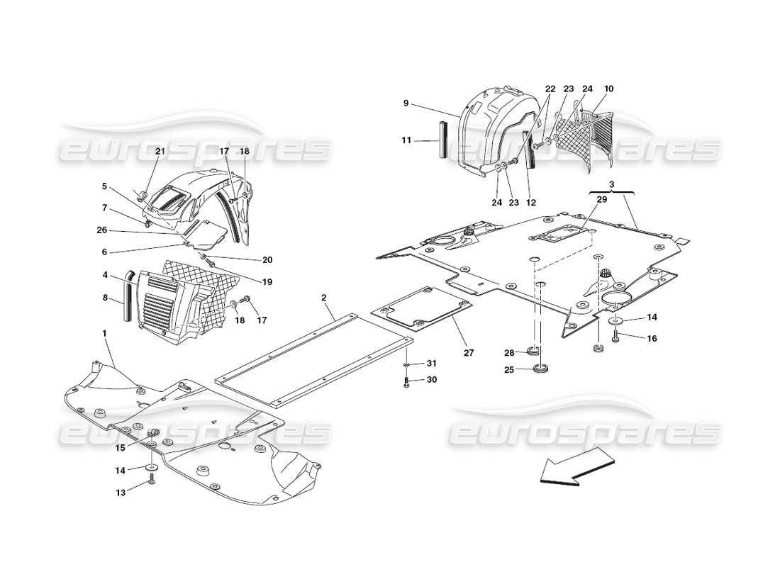 ferrari 430 challenge (2006) piso plano y caseta de gobierno diagrama de piezas