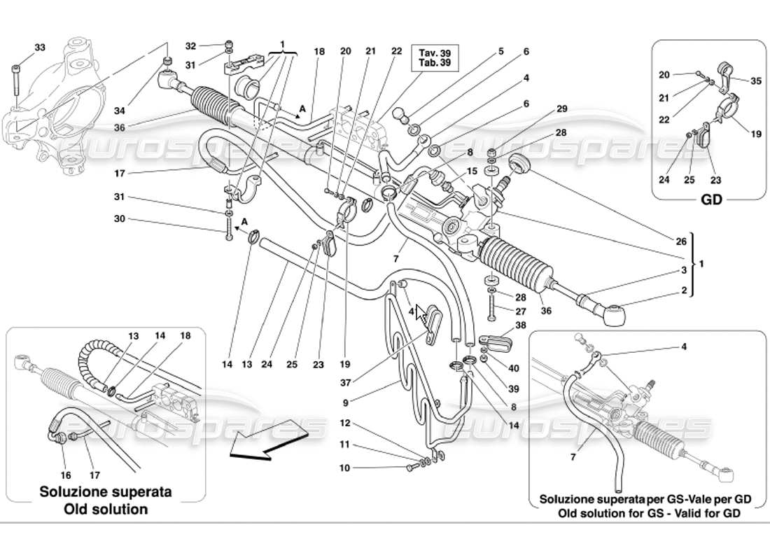ferrari 360 modena hydraulic steering box and serpentine diagrama de piezas