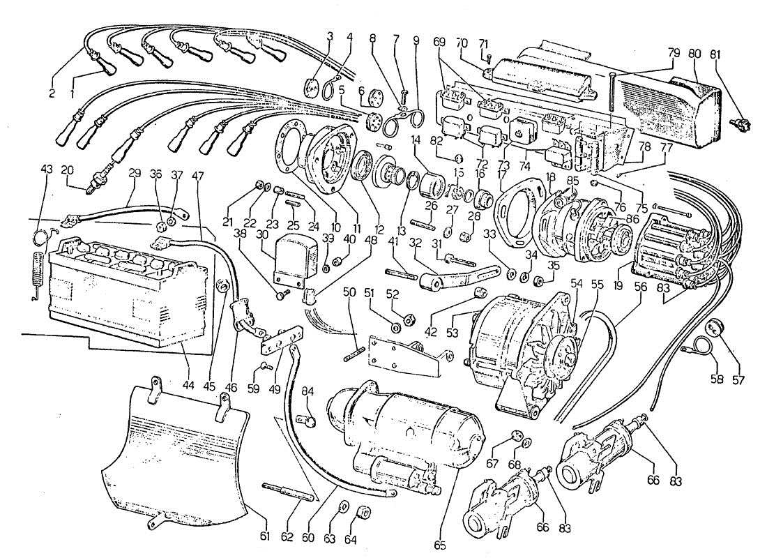 lamborghini jarama sistema eléctrico diagrama de piezas