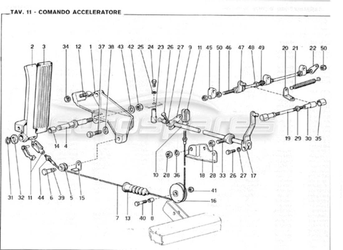 ferrari 246 gt series 1 diagrama de piezas del control del acelerador