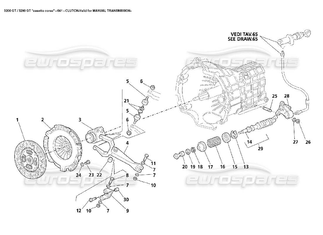 maserati 3200 gt/gta/assetto corsa embrague - diagrama de piezas manual