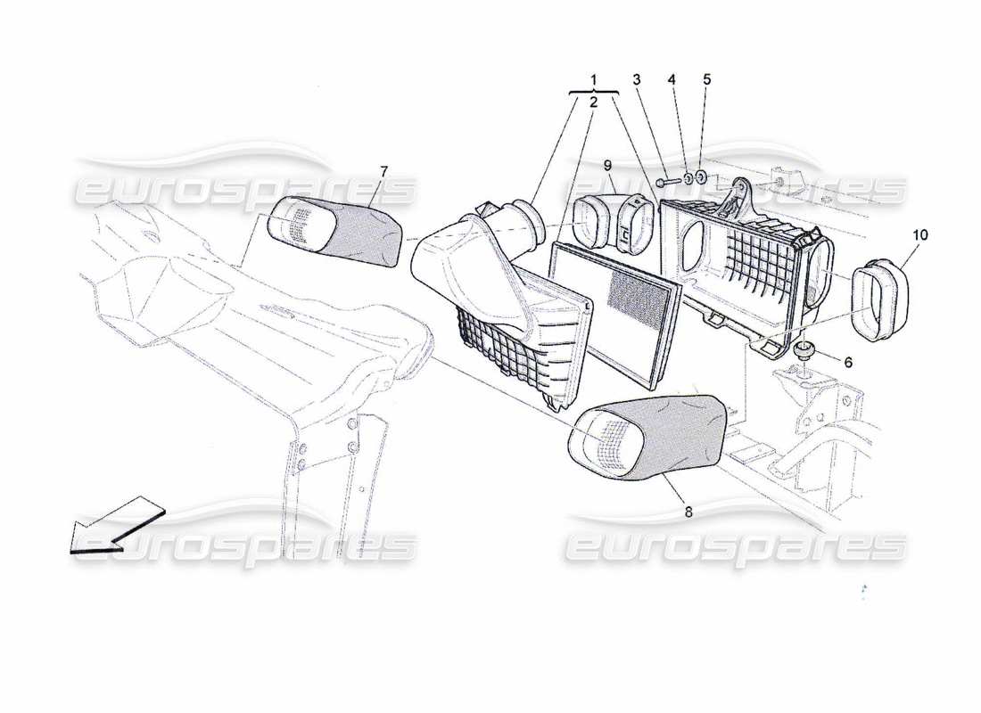 maserati qtp. (2010) 4.7 filtro de aire, toma de aire y conductos diagrama de piezas