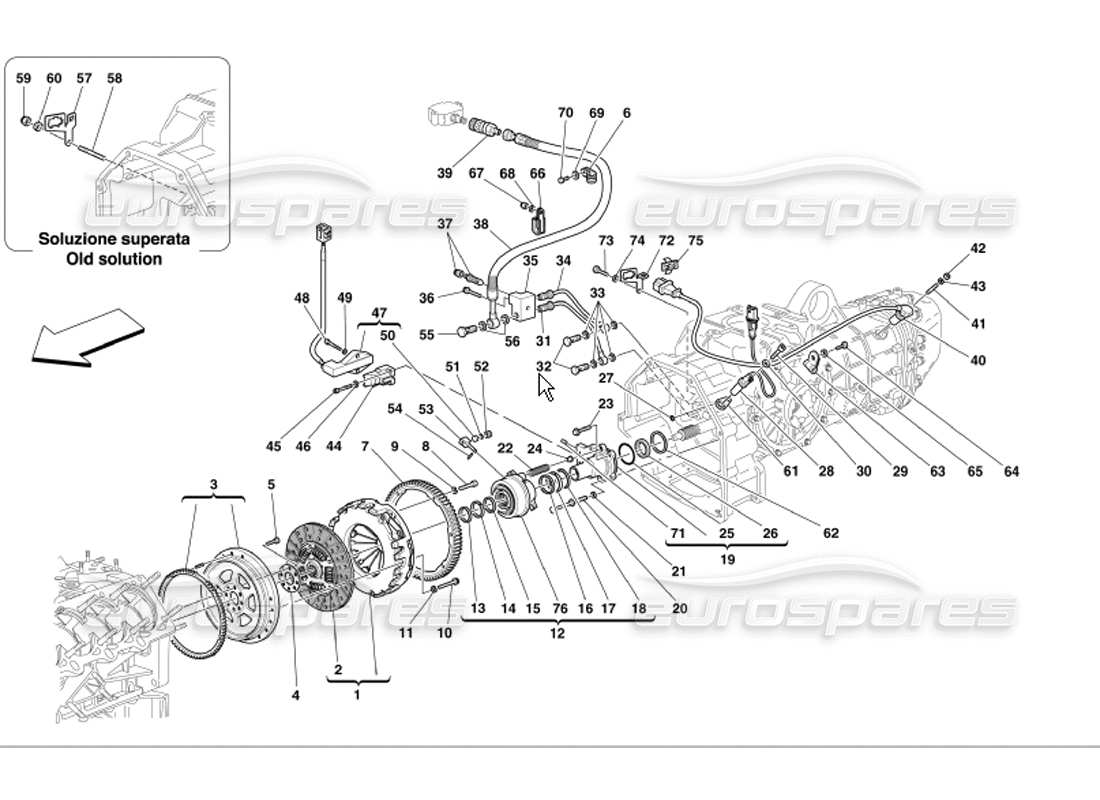 ferrari 360 modena embrague y controles diagrama de piezas