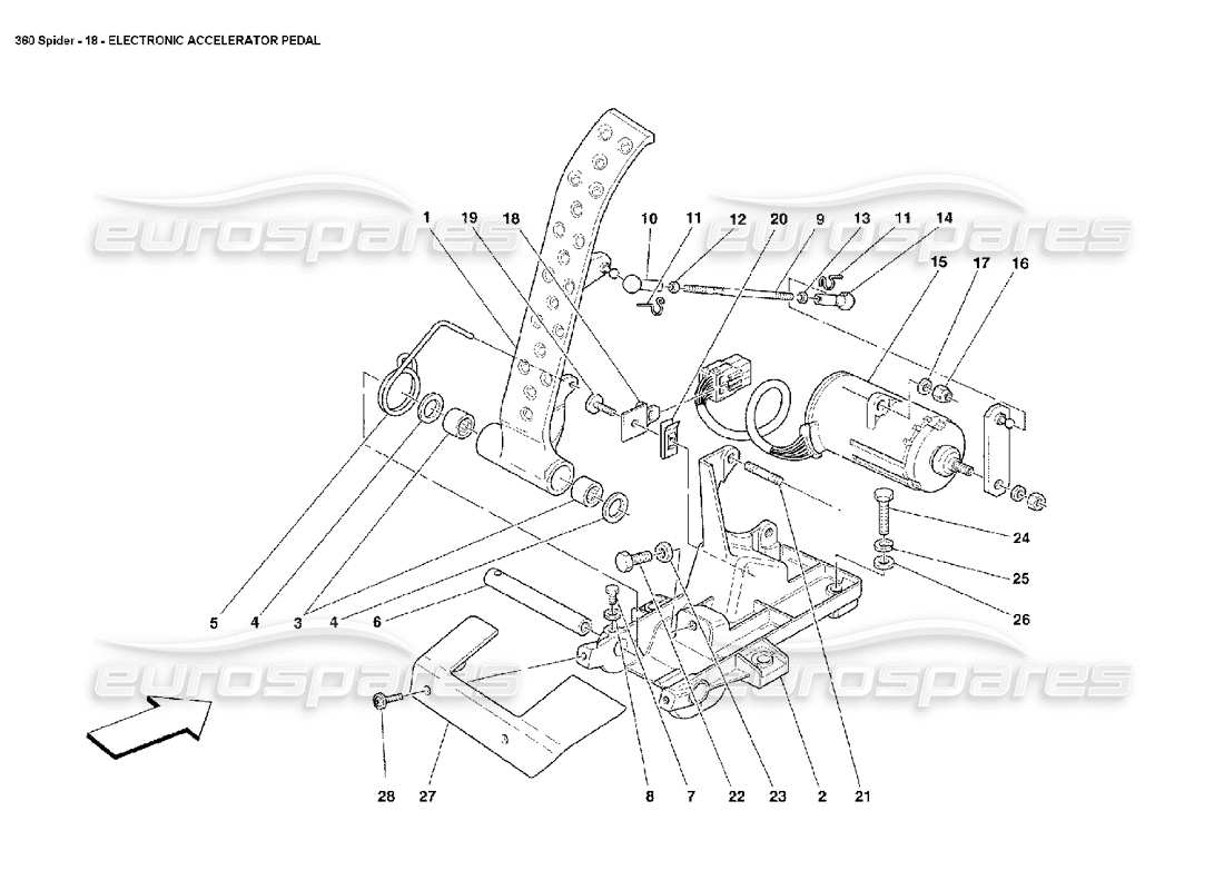 ferrari 360 spider diagrama de piezas del pedal del acelerador electrónico