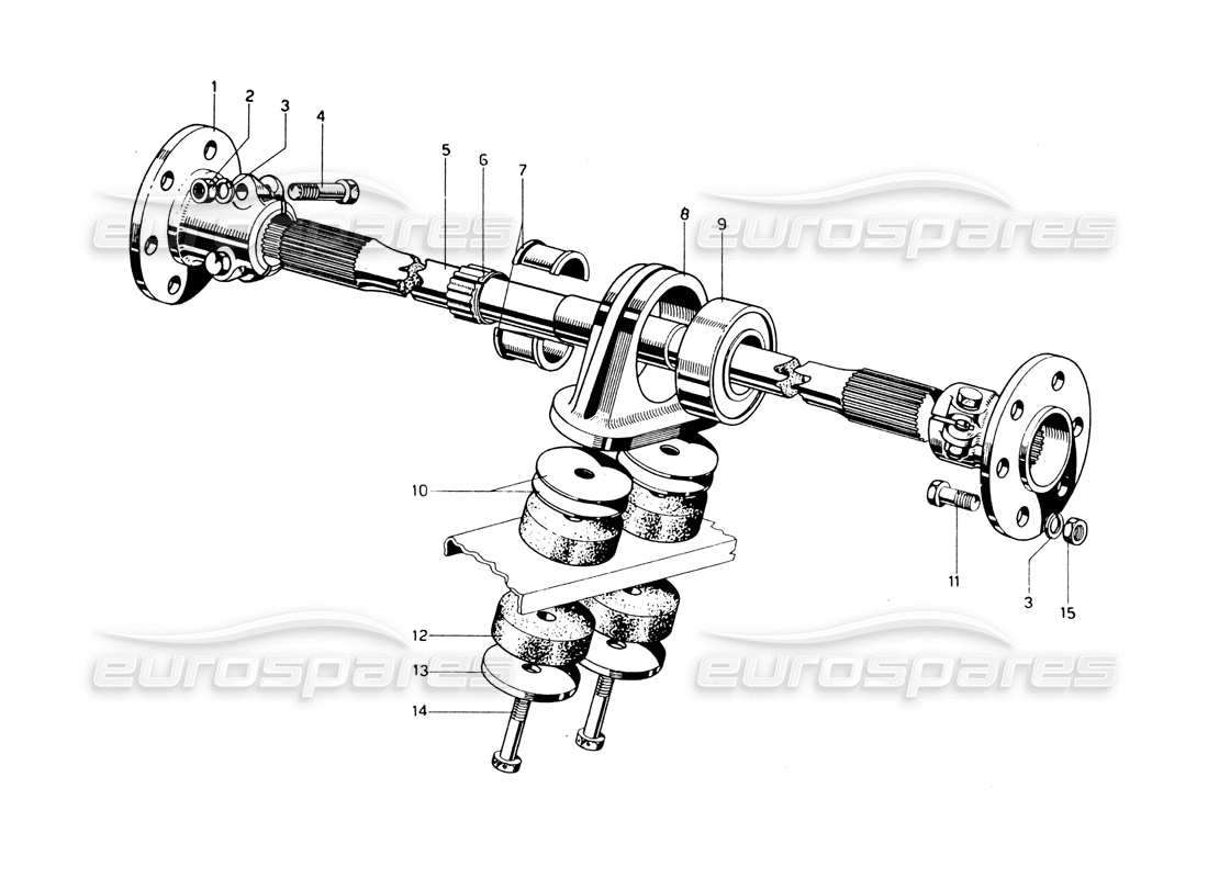 ferrari 275 gtb/gts 2 cam diagrama de piezas del eje de transmisión