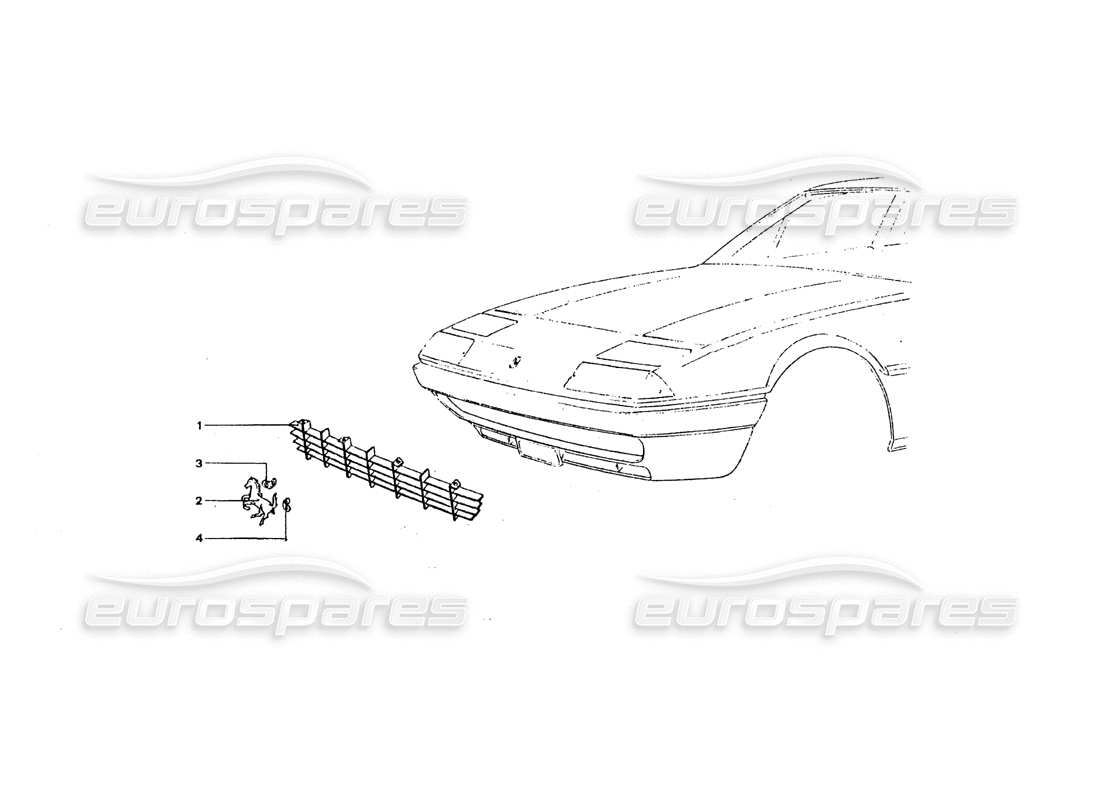 ferrari 365 gt4 2+2 coachwork parrilla delantera diagrama de piezas