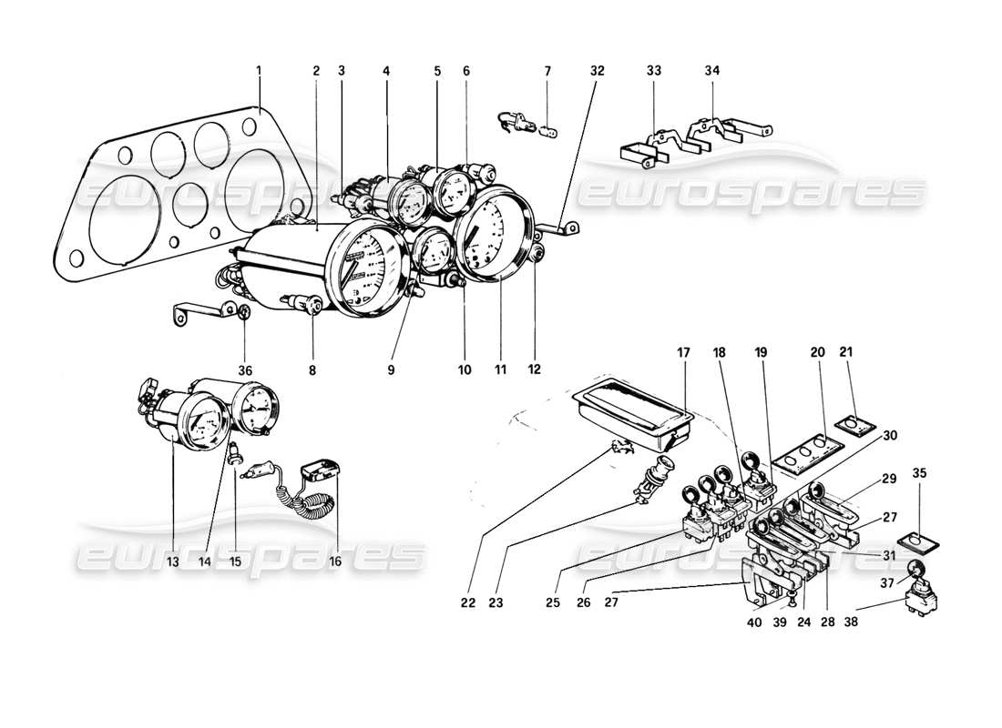 ferrari 308 gtb (1980) instrumentos y accesorios diagrama de piezas