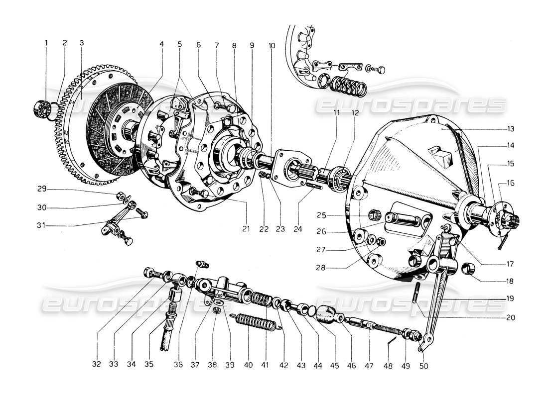 ferrari 275 gtb/gts 2 cam diagrama de piezas del embrague