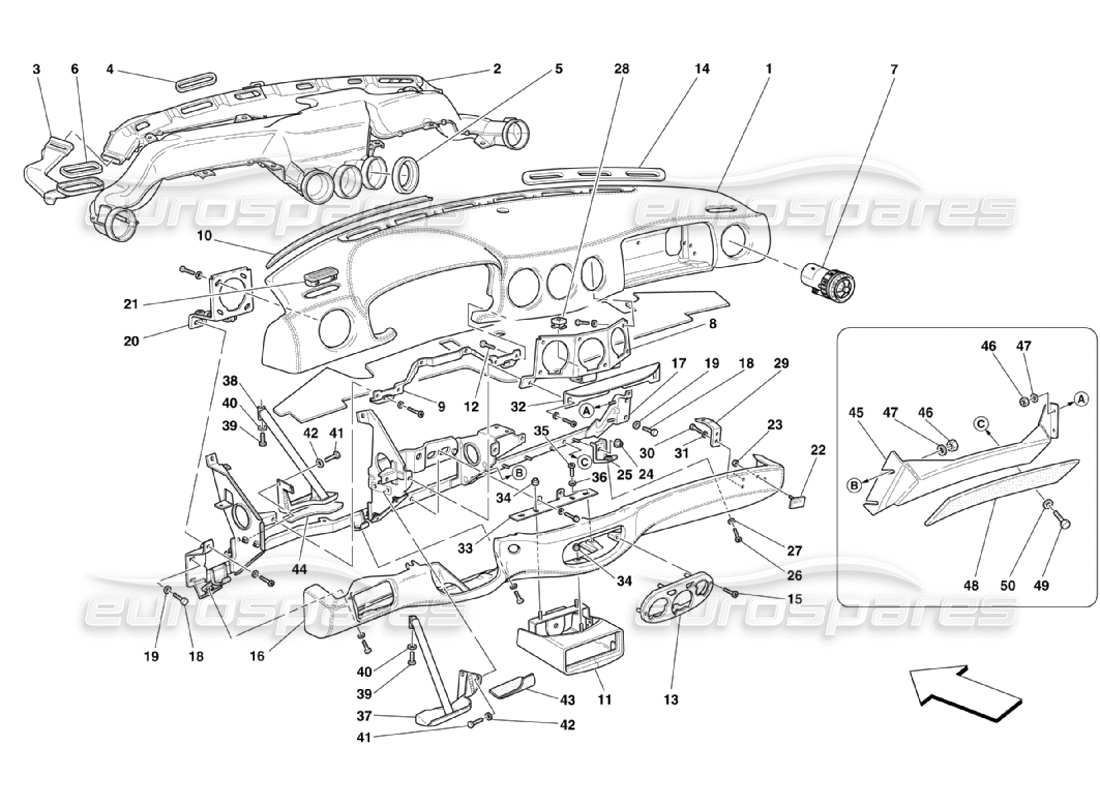 ferrari 360 challenge stradale diagrama de piezas del tablero