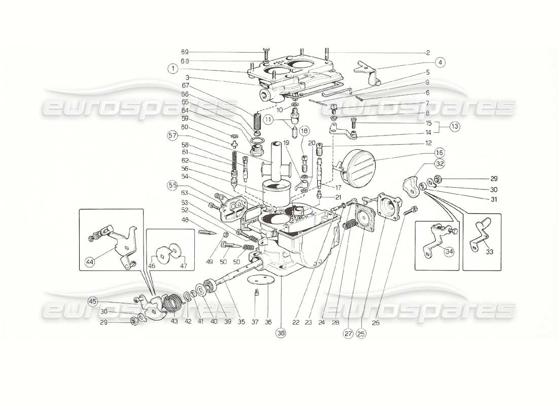 ferrari 308 gt4 dino (1976) weber 40 dcnf carbs (2 distributors) part diagram