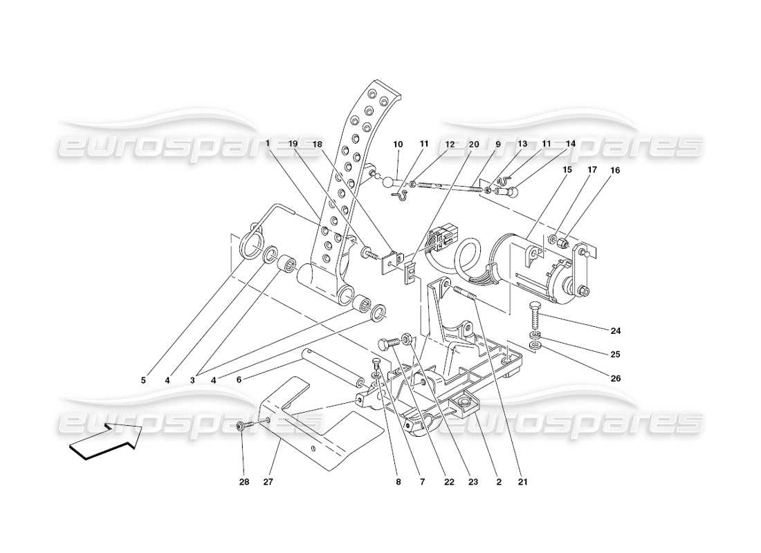 ferrari 430 challenge (2006) diagrama de piezas del pedal del acelerador electrónico