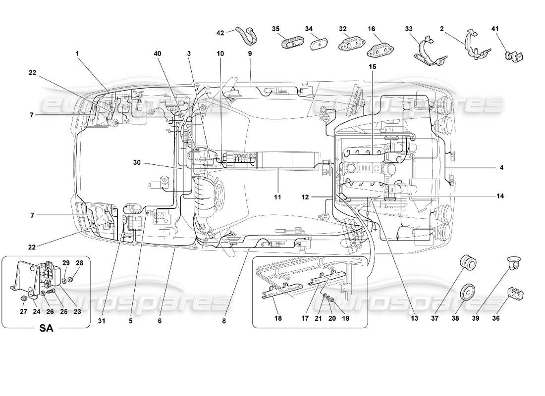 ferrari 355 (2.7 motronic) diagrama de piezas del sistema eléctrico