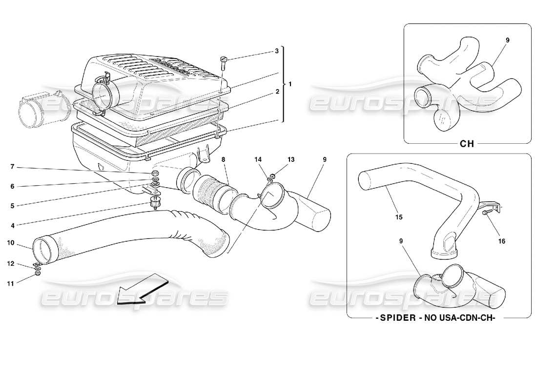 ferrari 355 (2.7 motronic) toma de aire diagrama de piezas