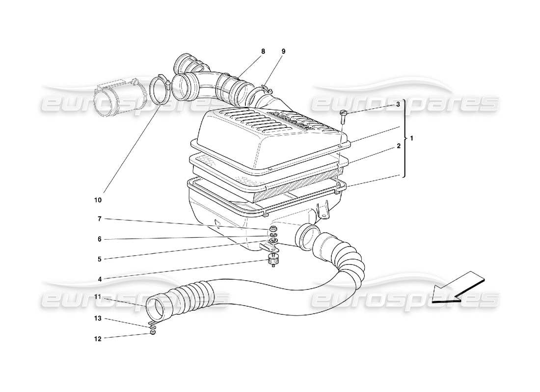 ferrari 355 (5.2 motronic) toma de aire diagrama de piezas