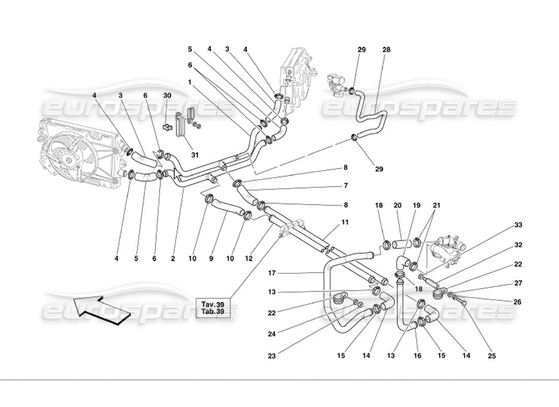 ferrari 360 modena diagrama de piezas del sistema de refrigeración