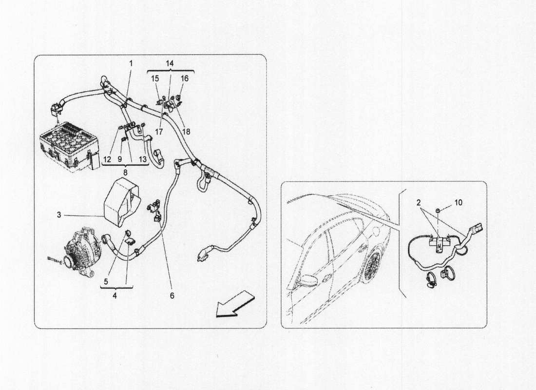 maserati qtp. v6 3.0 bt 410bhp 2wd 2017 diagrama de piezas de cableado principal