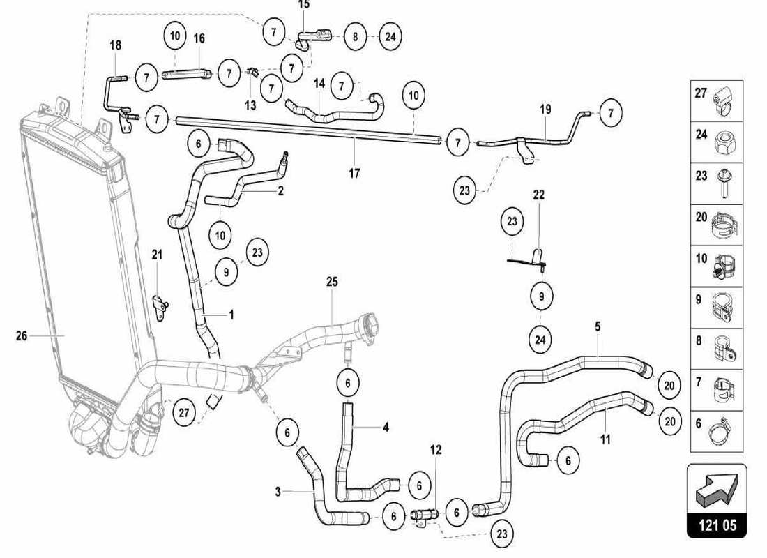 lamborghini centenario spider sistema de refrigeración por agua diagrama de piezas