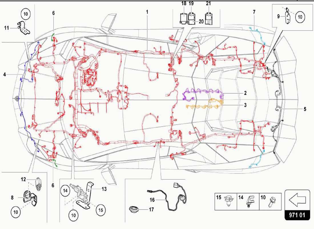 lamborghini centenario spider diagrama de piezas del sistema eléctrico