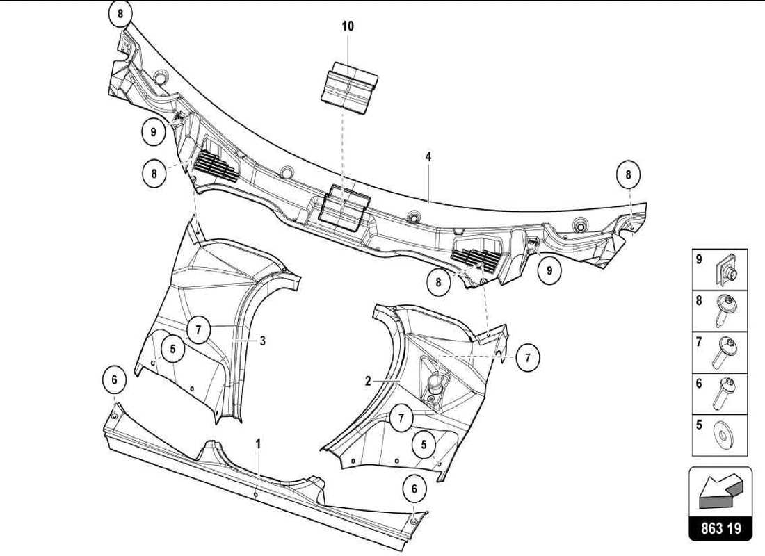 lamborghini centenario spider maletero - forro diagrama de piezas