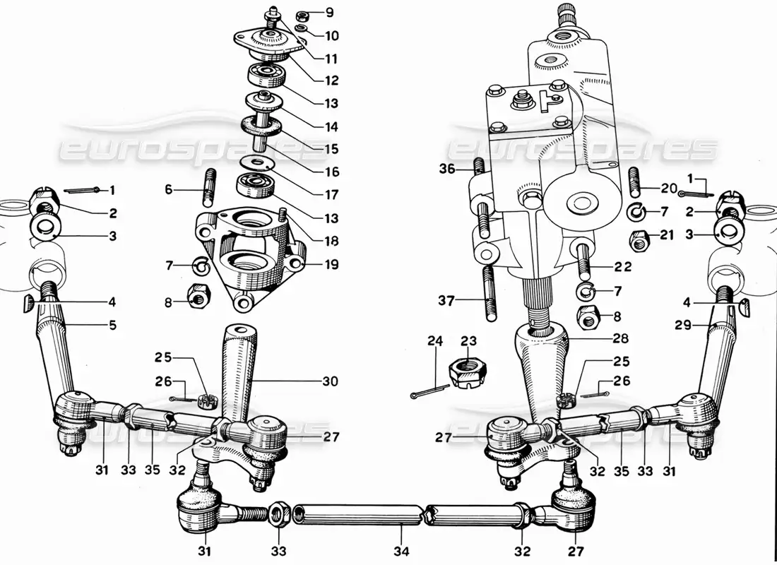 ferrari 365 gt 2+2 (mechanical) enlace de dirección diagrama de piezas