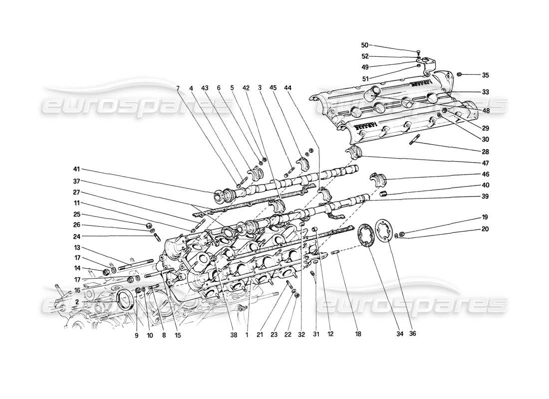 ferrari mondial 8 (1981) culata (izquierda) diagrama de piezas