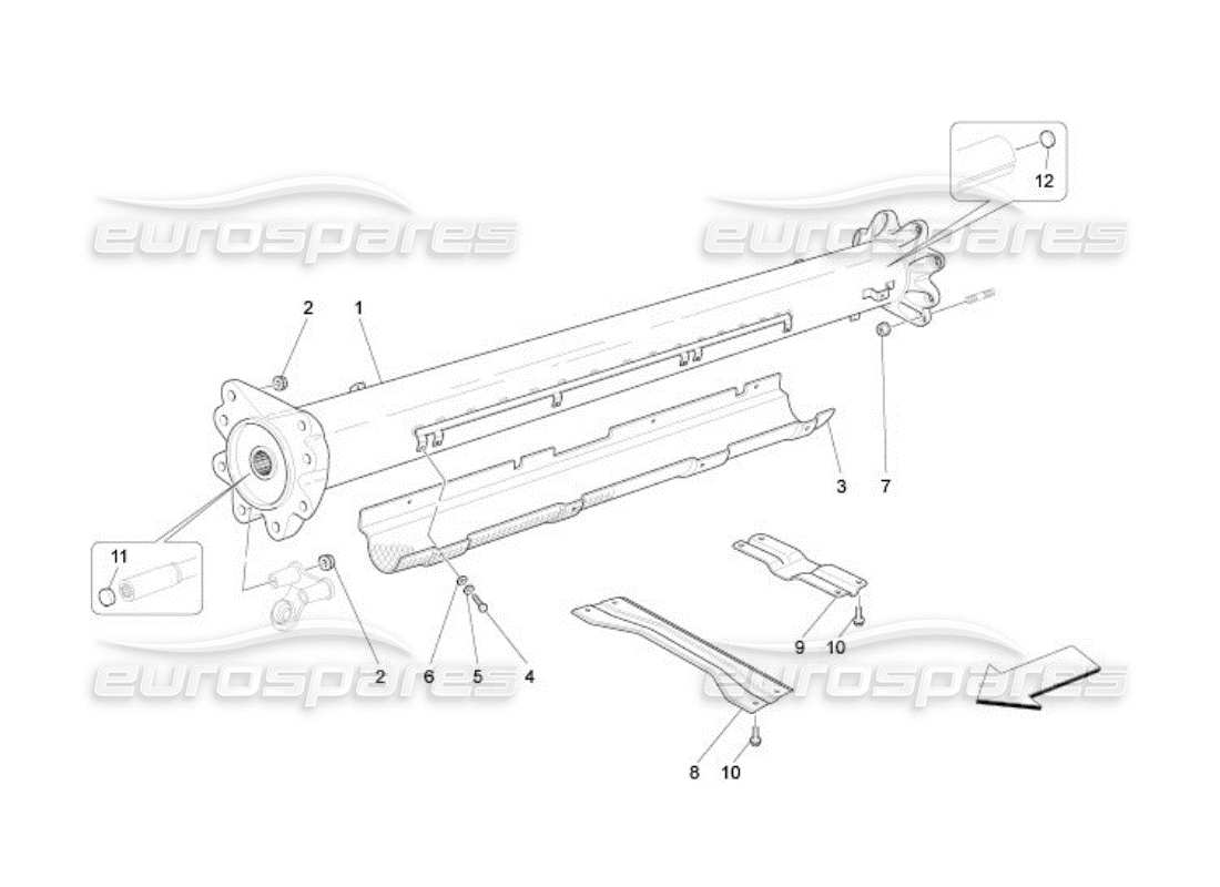 maserati qtp. (2005) 4.2 diagrama de piezas de tubería de transmisión