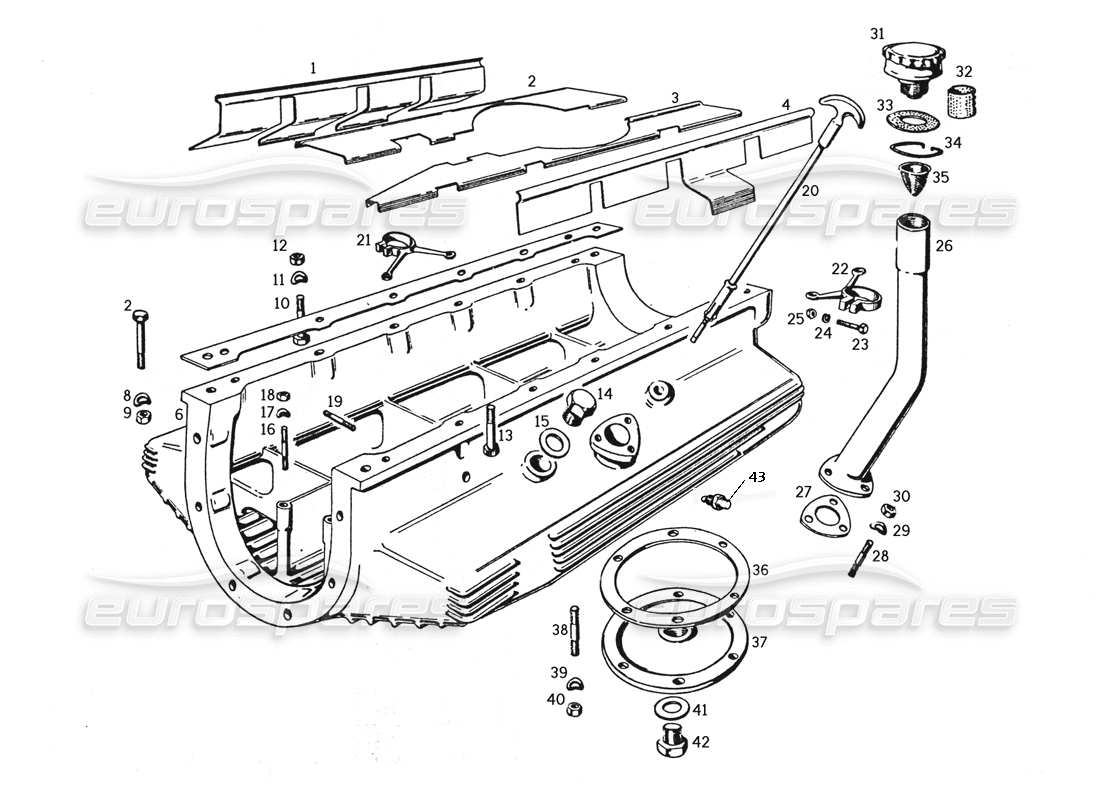 ferrari 250 gte (1957) colector de aceite diagrama de piezas