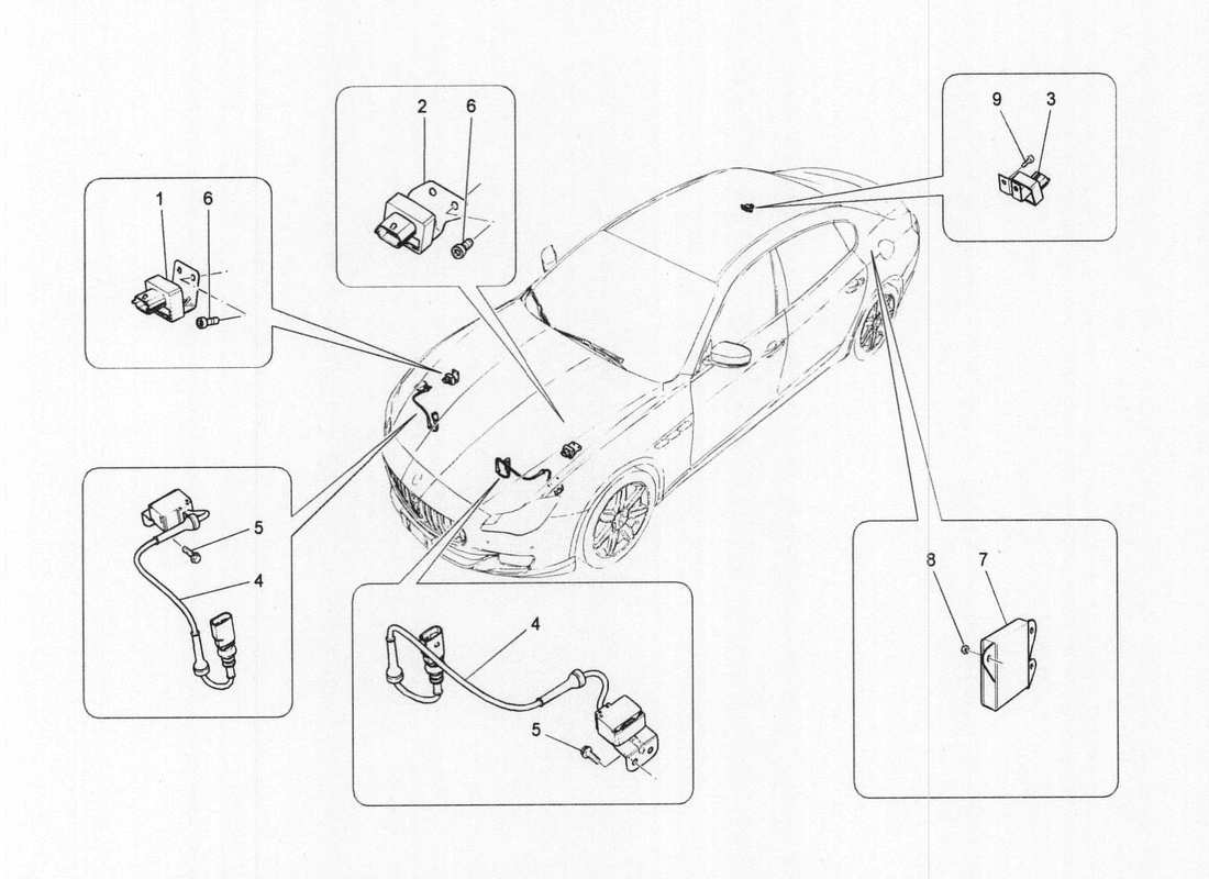 maserati qtp. v6 3.0 bt 410bhp 2wd 2017 diagrama de piezas de control electrónico (suspensión)
