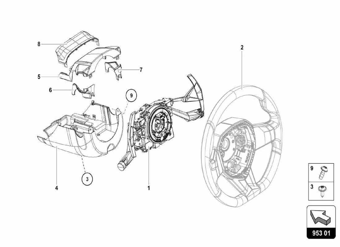 lamborghini centenario spider dirección de cremallera y piñón diagrama de piezas