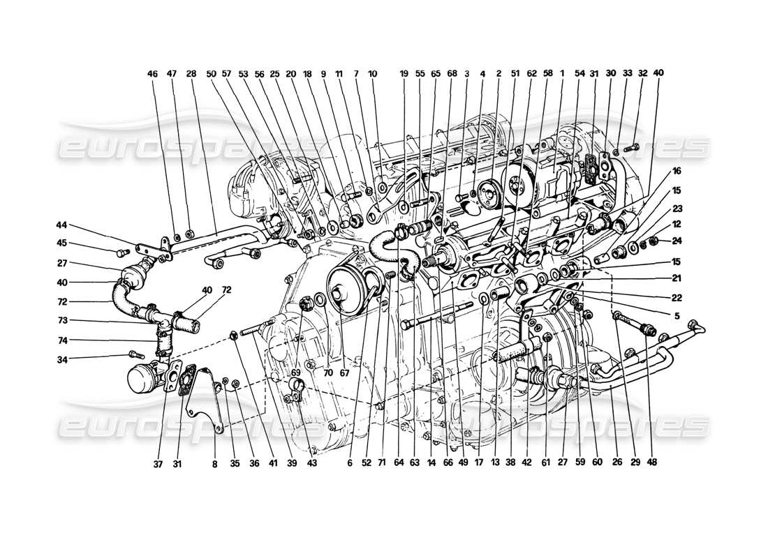 ferrari 308 gtb (1980) diagrama de piezas de bomba de aire y tuberías (variantes para la versión aus)