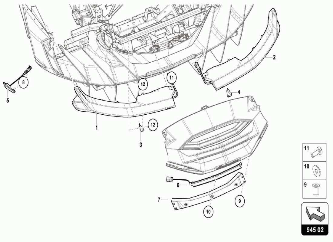 lamborghini centenario spider diagrama de piezas de luces