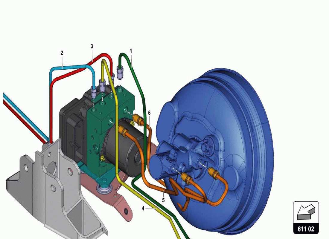 lamborghini centenario spider servo freno, tubos y sistema de vacío diagrama de partes