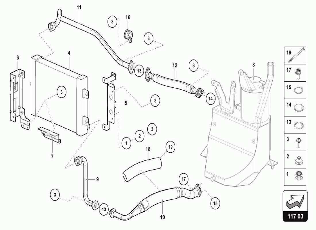 lamborghini centenario spider diagrama de piezas del enfriador de aceite