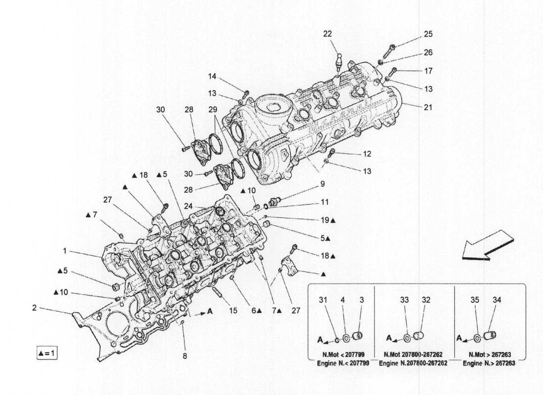 maserati qtp. v6 3.0 bt 410bhp 2wd 2017 diagrama de piezas de la culata izquierda