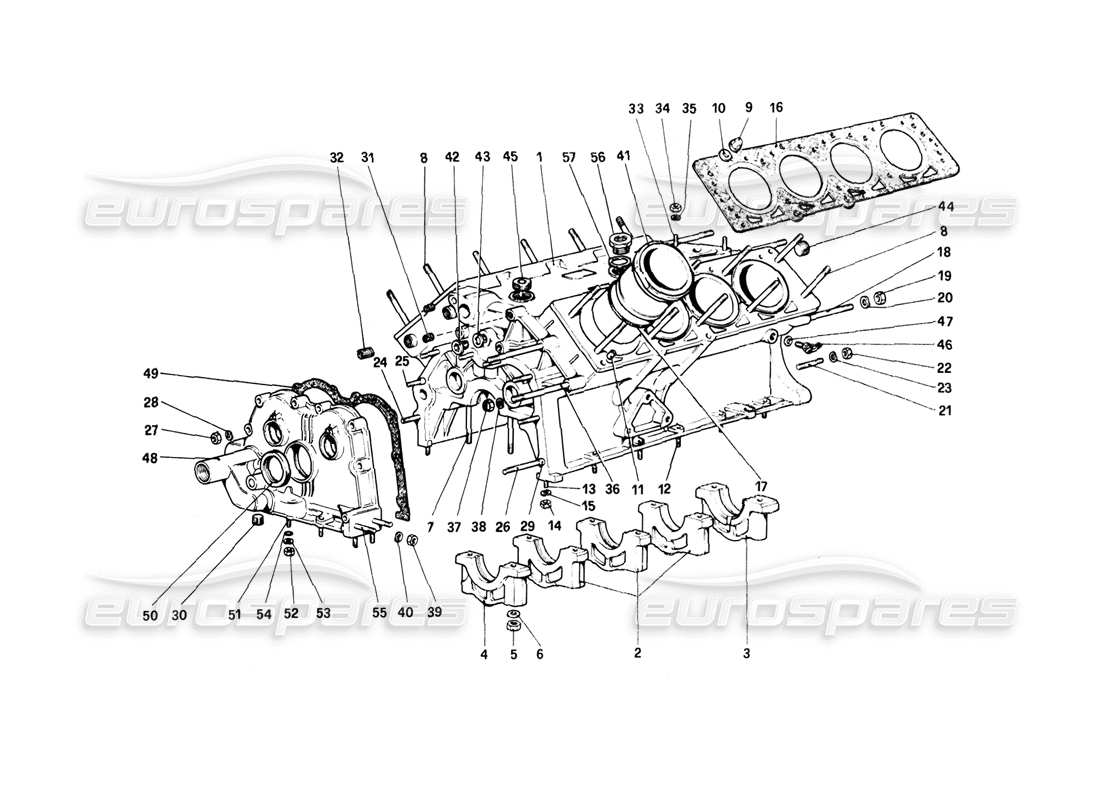 ferrari mondial 8 (1981) crankcase diagrama de piezas