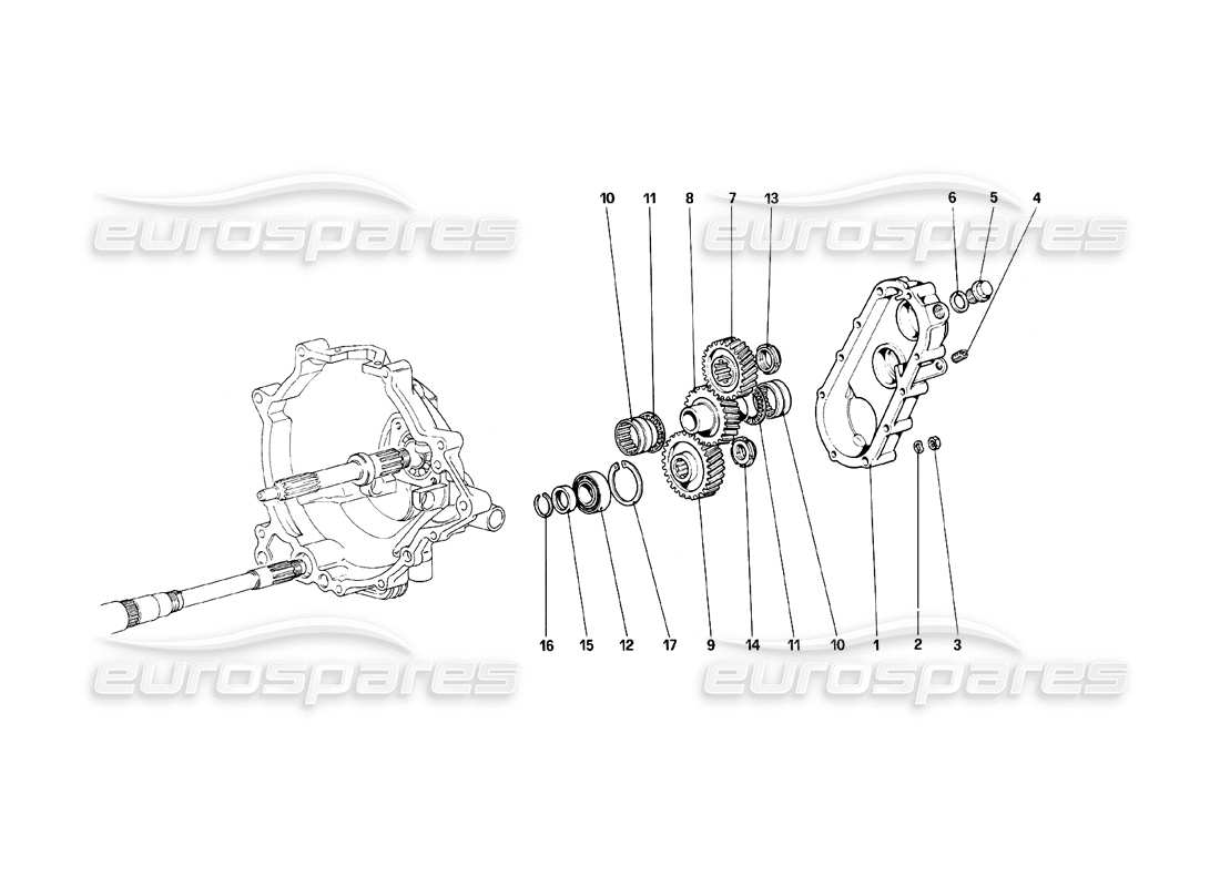 ferrari mondial 8 (1981) diagrama de piezas de transmisión de caja de cambios