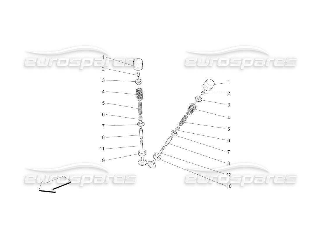 maserati qtp. (2011) 4.7 auto diagrama de piezas de válvulas