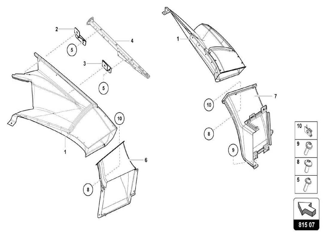 lamborghini centenario spider diagrama de piezas de cartón para conductos de aire