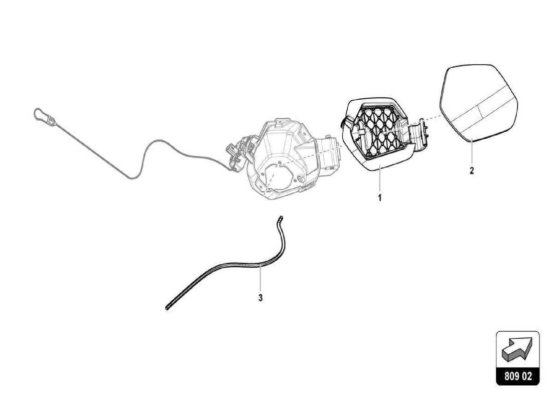 lamborghini centenario spider diagrama de piezas de la tapa de llenado de combustible