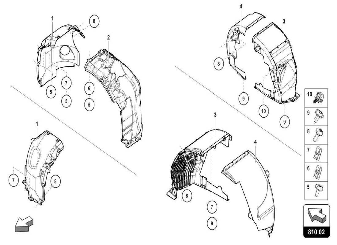 lamborghini centenario spider diagrama de piezas del embellecedor de la carcasa de la rueda