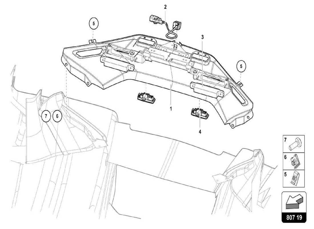 lamborghini centenario spider diagrama de piezas de la electrónica del parachoques